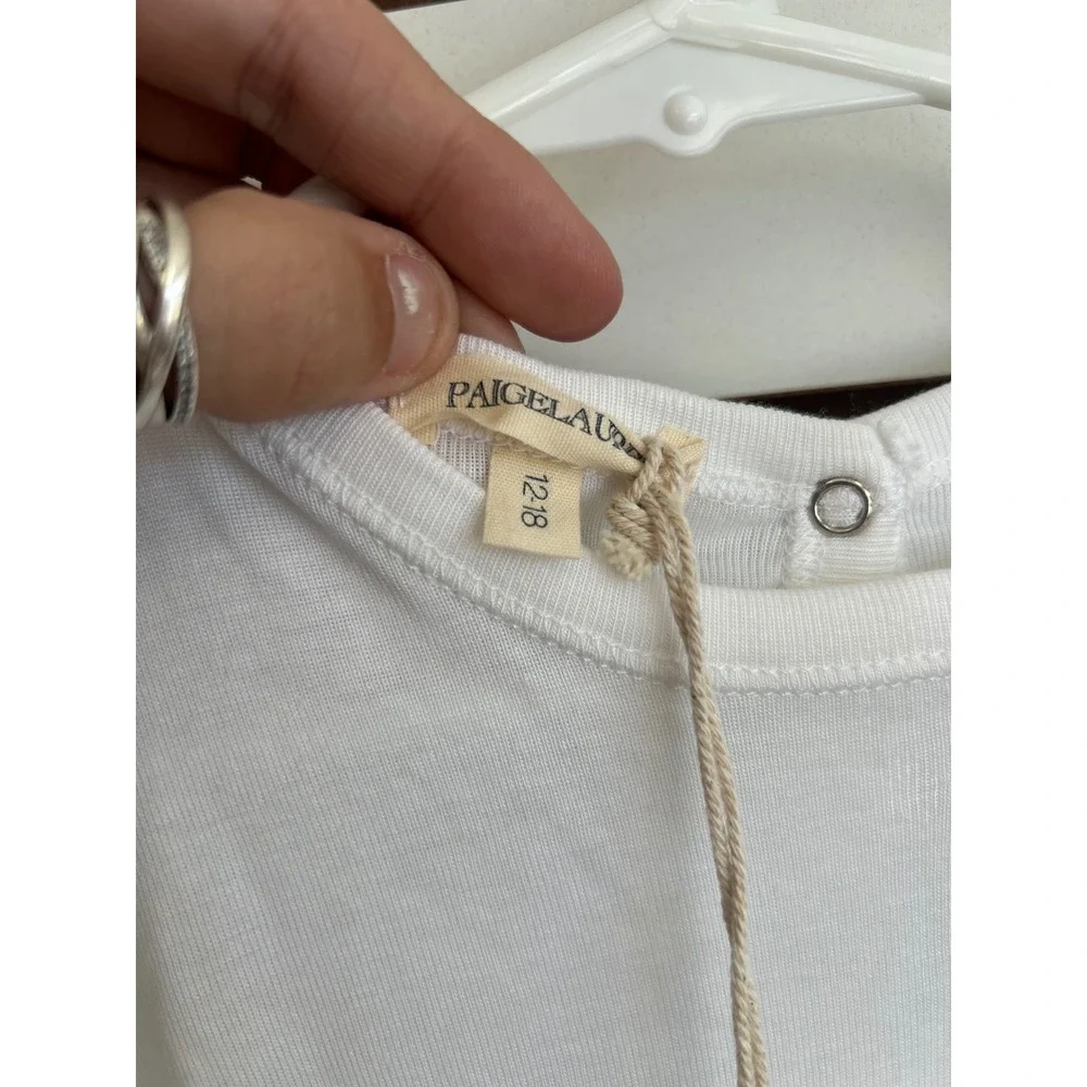 Paige Lauren Baby White‎ Footed Outfit Romper Striped Pocket 12 18 Months